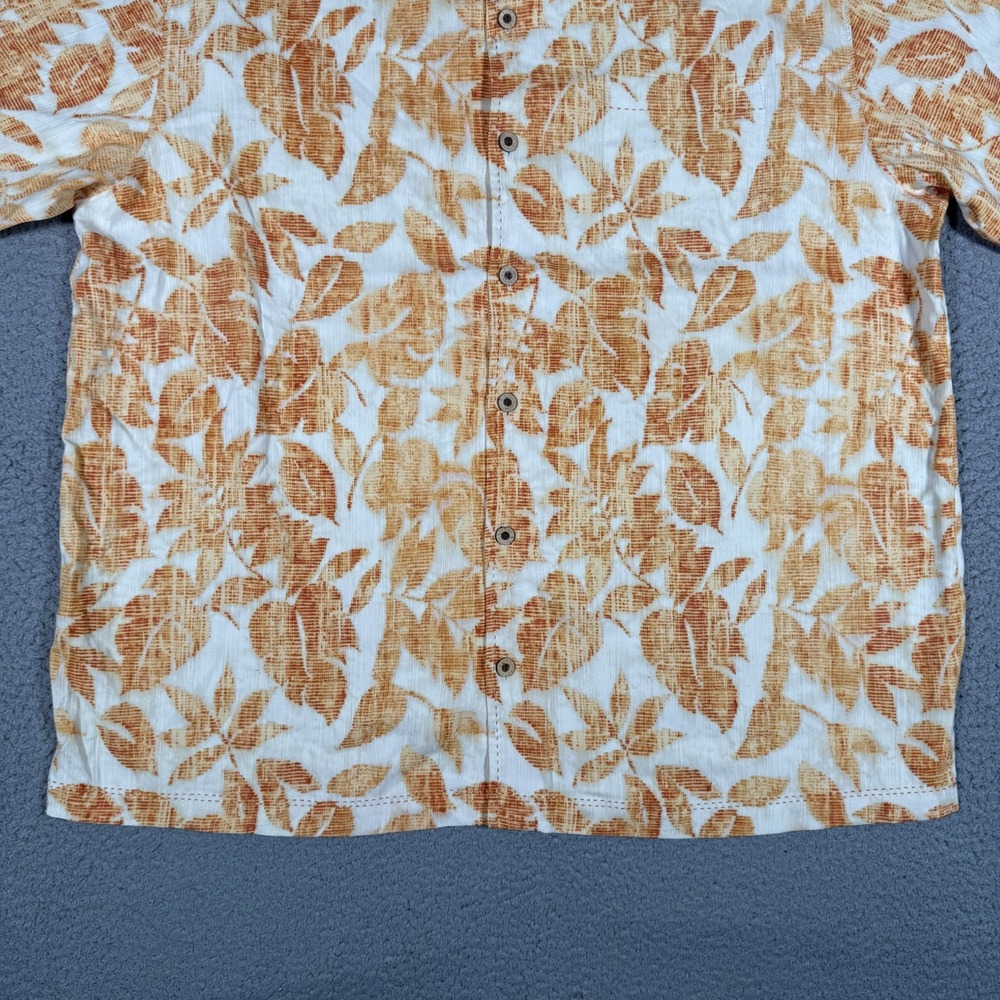 Tommy Bahama Shirt Mens XL Orange Floral Hawaiian 100% Silk Casual‎ Preppy Loose - Picture 4 of 11